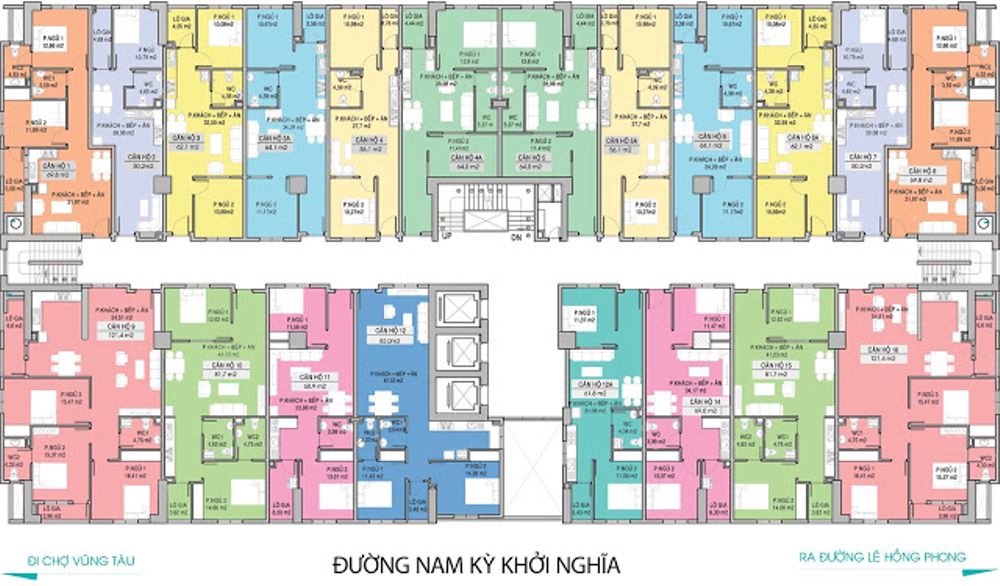 Mặt bằng điển hình căn hộ 2 phòng ngủ tại Chung cư 199 Nam Kỳ Khởi Nghĩa