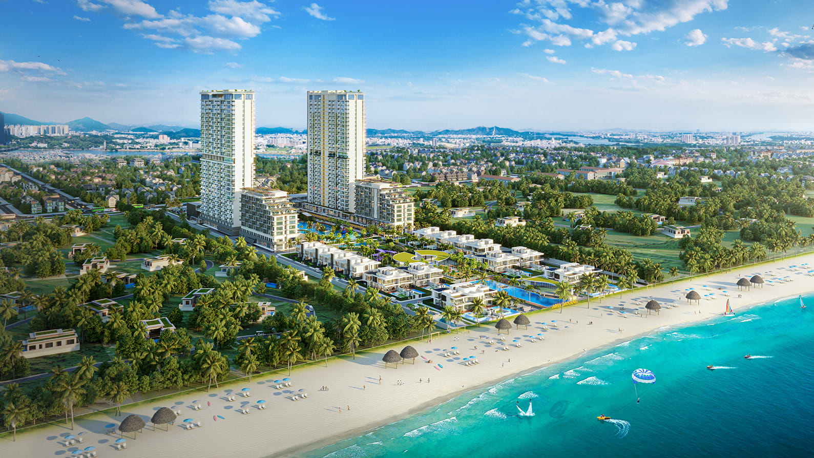 Phối cảnh tổng thể Aria Đà Nẵng Hotel & Resort nhìn từ trên cao