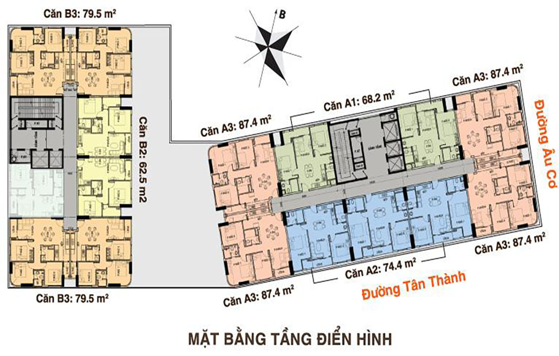 Mặt bằng căn hộ Âu Cơ Tower