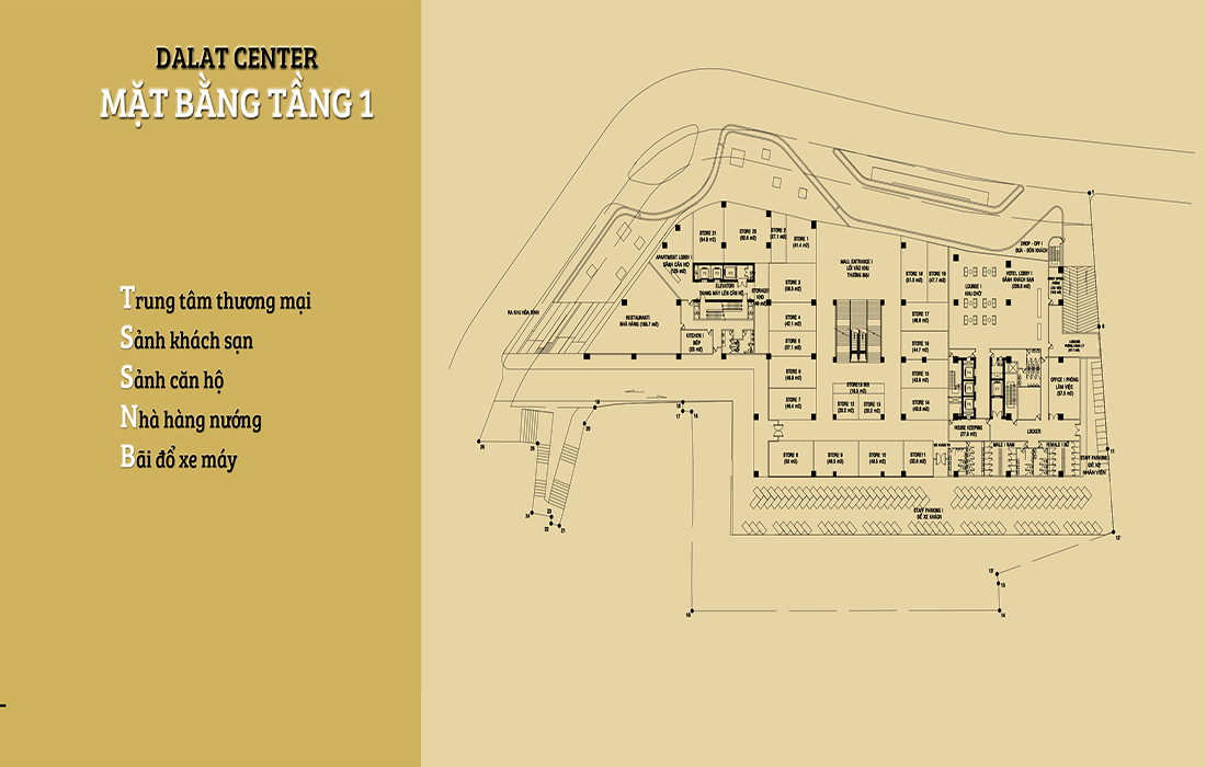 Mặt bằng điển hình căn hộ tại Đà Lạt Center