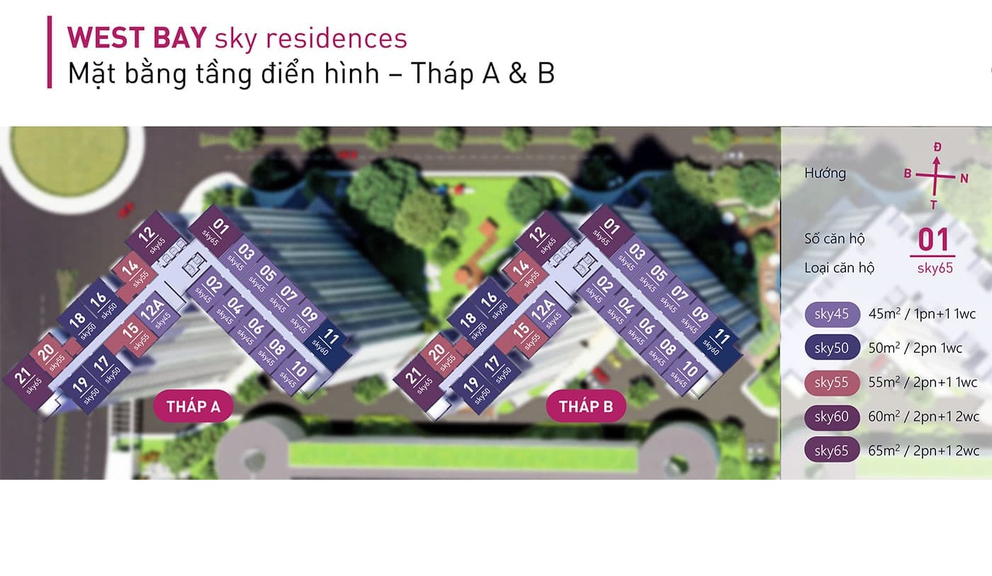 Mặt bằng điển hình căn hộ tại West Bay Ecopark