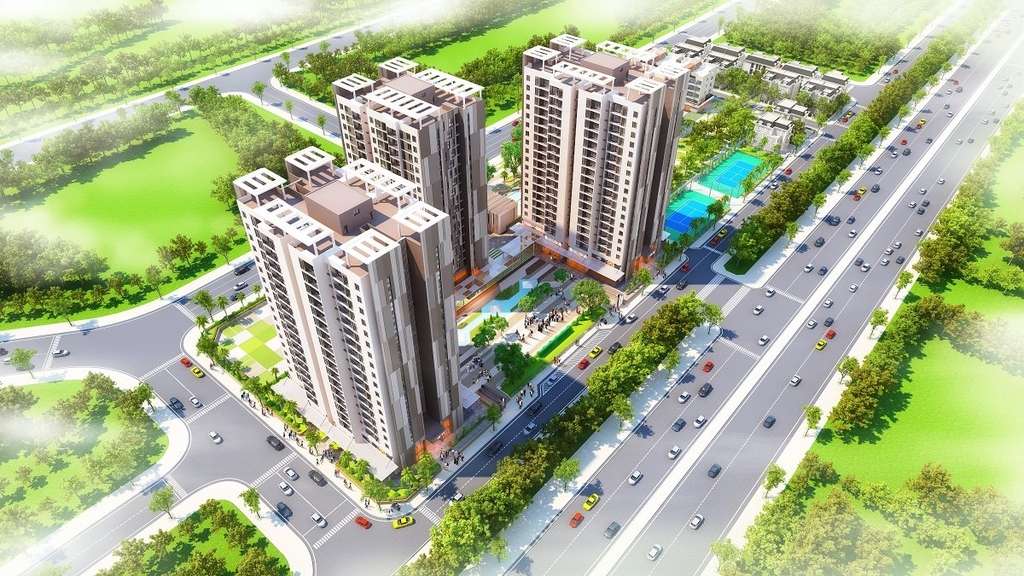 Tổng quan chung cư Green Park CT15 Việt Hưng từ trên cao