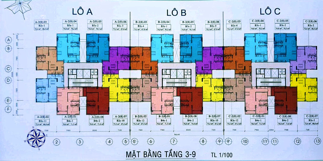 Mặt bằng điển hình căn hộ tại Resco An Hội 3