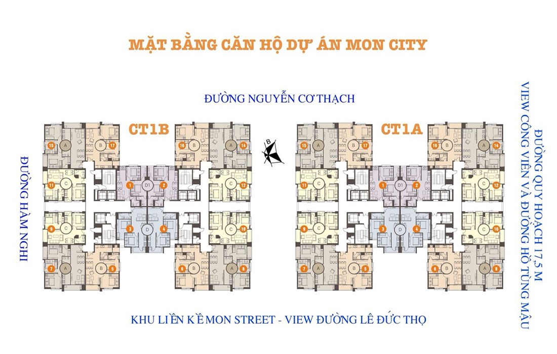 Mặt bằng căn hộ điển hình tại Mon City