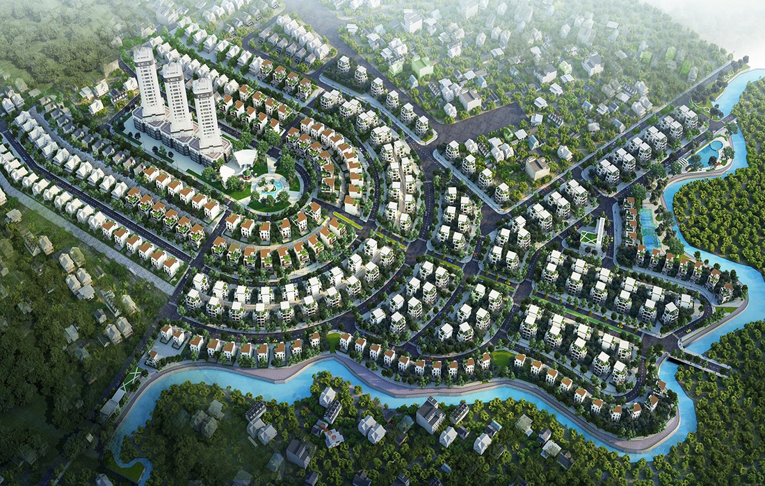 Phối cảnh biệt thự song lập Phú Cát City