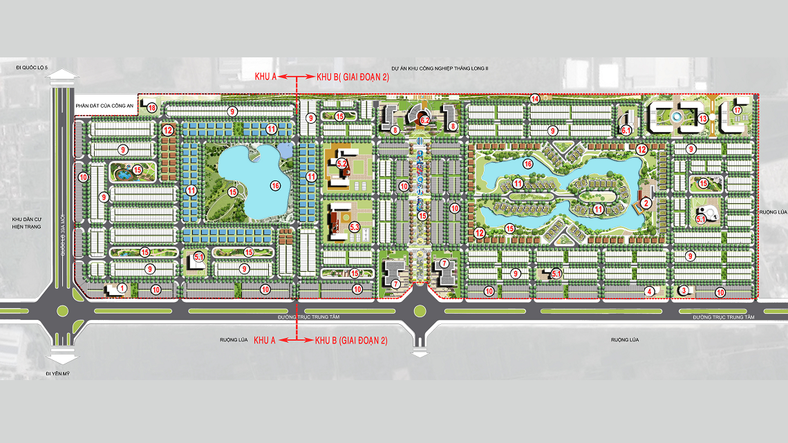 Sơ đồ quy hoạch tổng thể Khu đô thị mới V-Green City Phố Nối