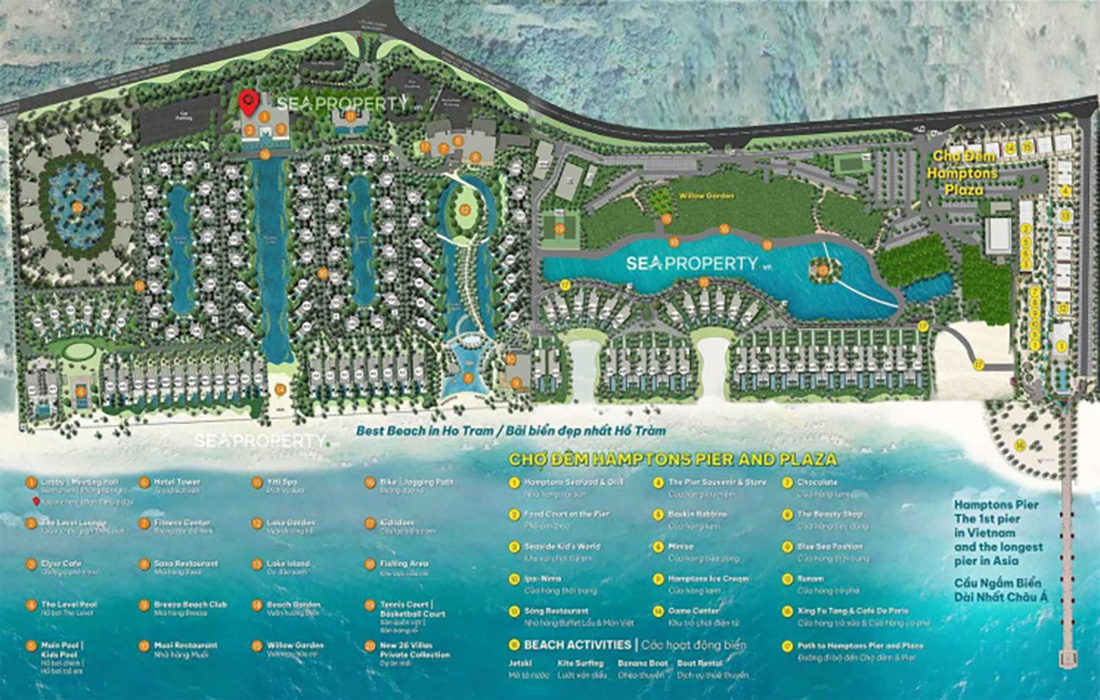 Sơ đồ tổng thể Khu nghỉ dưỡng Melia Hồ Tràm At The Hampton