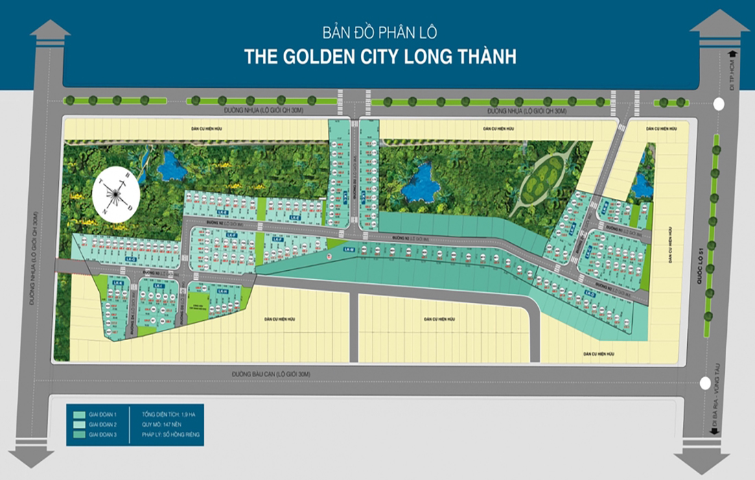 Sơ đồ phân lô dự án The Golden City Long Thành
