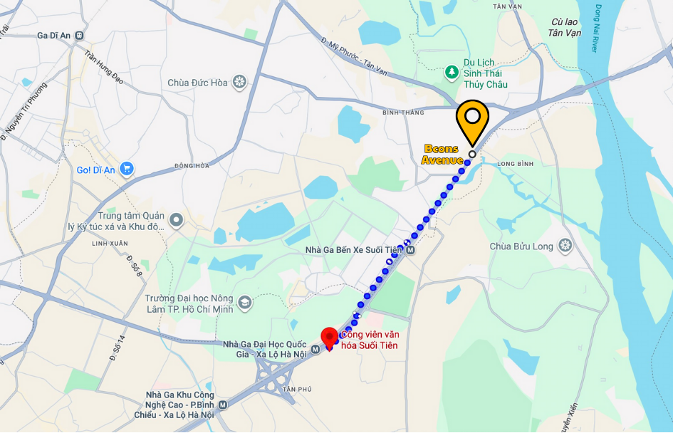 Bản đồ tiện ích ngoại khu xung quanh Bcons Avenue