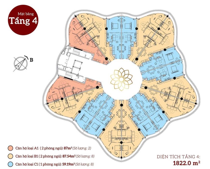 Mặt bằng điển hình căn hộ Studio The Panorama Đà Lạt