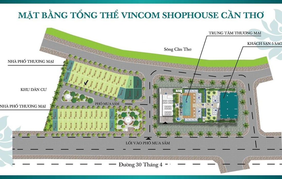 Sơ đồ mặt bằng tổng thể Vincom Shophouse Cần Thơ