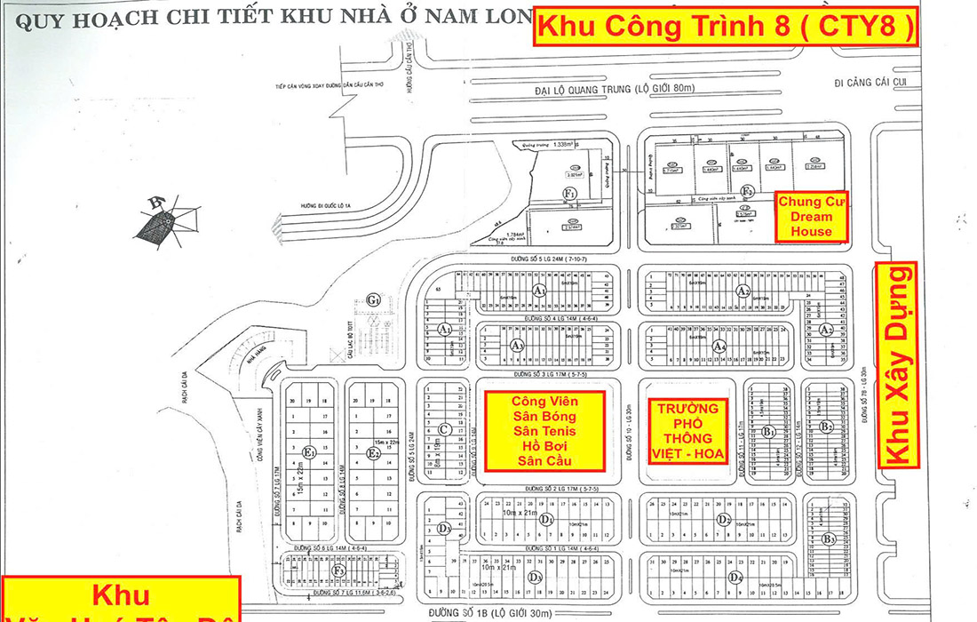 Sơ đồ phân lô chi tiết Khu nhà ở Nam Long 1 Cần Thơ