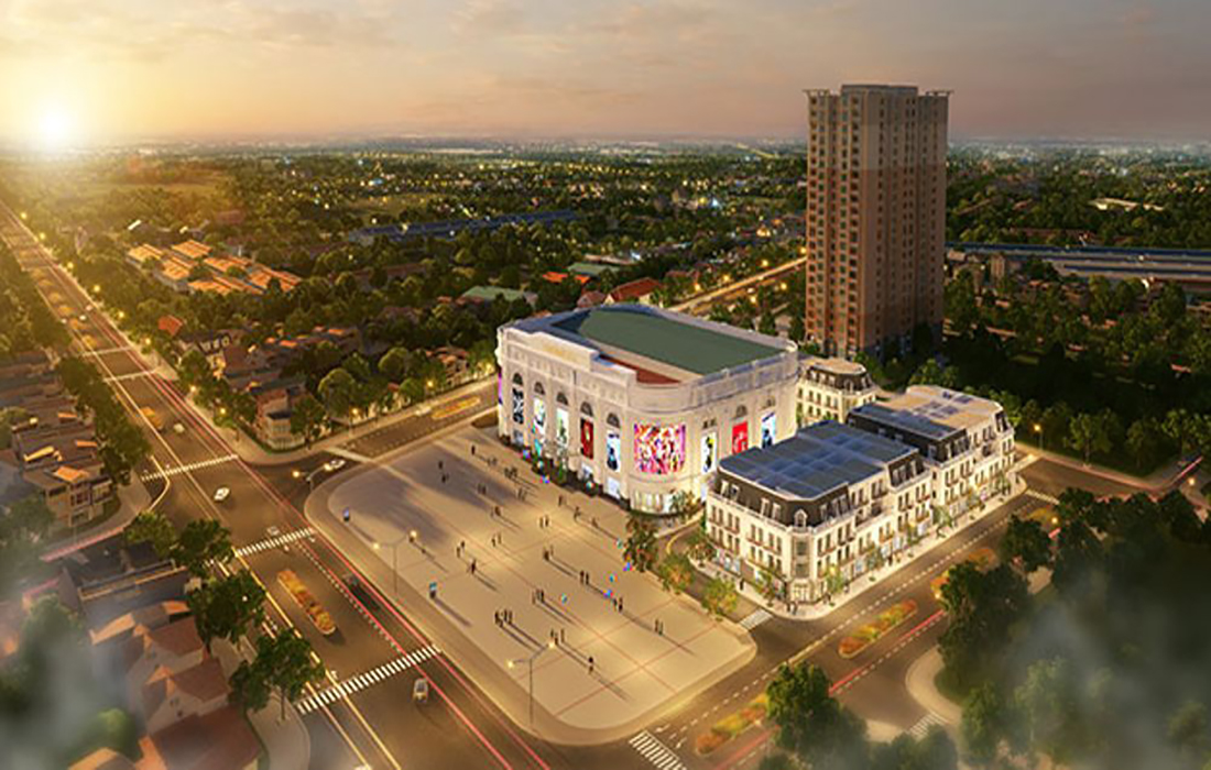 Phối cảnh Shophouse Vincom Dĩ An về đêm