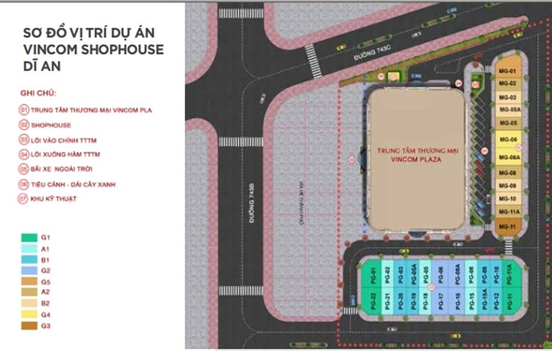 Phối cảnh Shophouse Vincom Dĩ An và TTTM