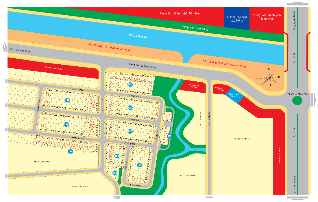 Sơ đồ phân lô dự án Khu đô thị Biên Hòa Riverside