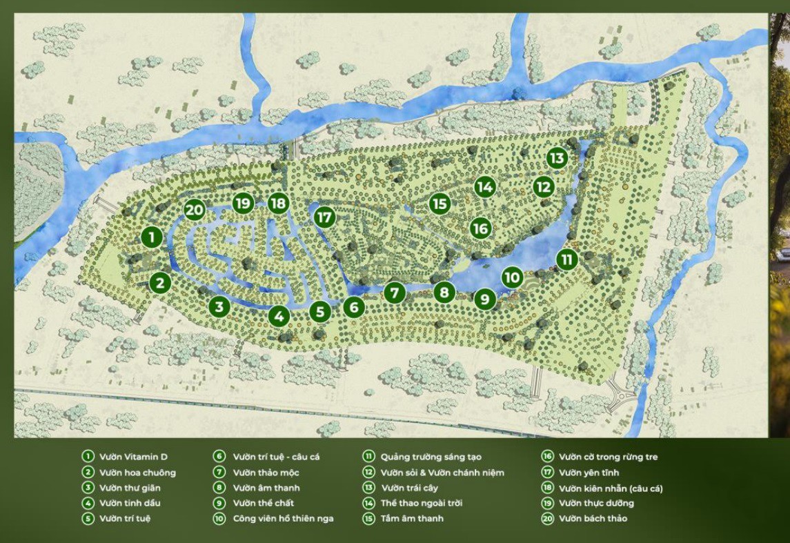 Sơ đồ tổng thể dự án Eco Retreat Long An với các phân khu rõ ràng