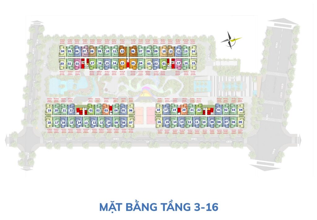 Mặt bằng tầng 3-16 Him Lam Phú An