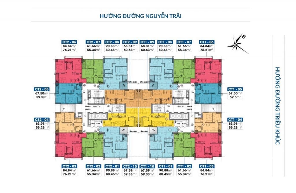 Mặt bằng phân khu điển hình dự án Chung cư Khu nhà ở 44 Triều Khúc