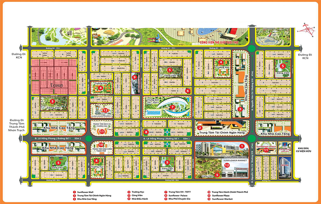 Sơ đồ phân lô Sunflower City Nhơn Trạch