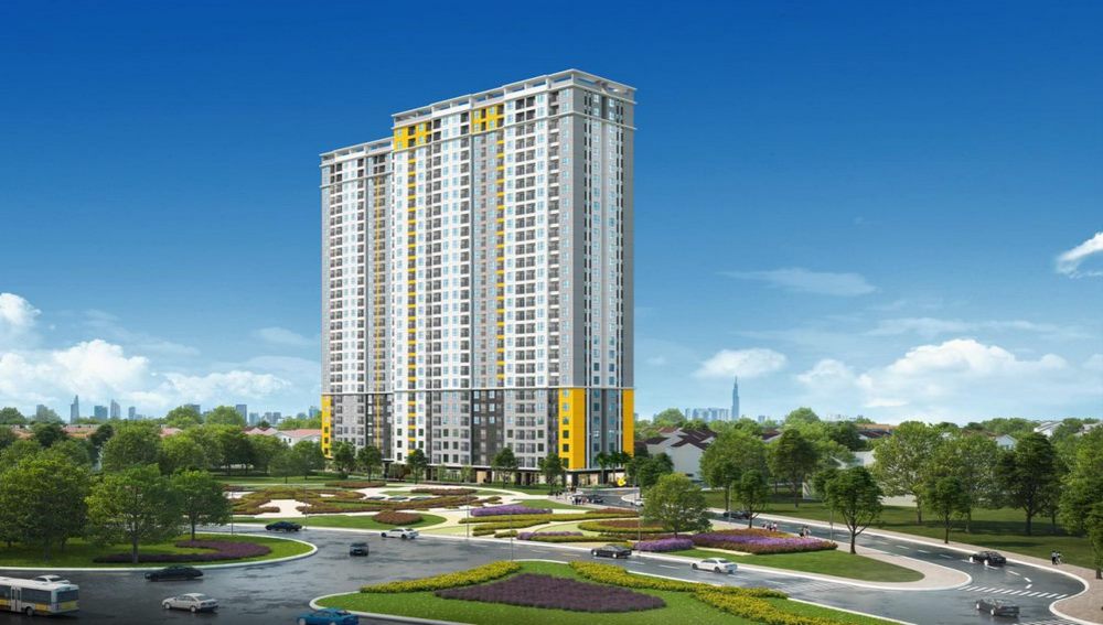 Toà nhà cao tầng chung cư Bcons Avenue giữ không xanh cây xanh
