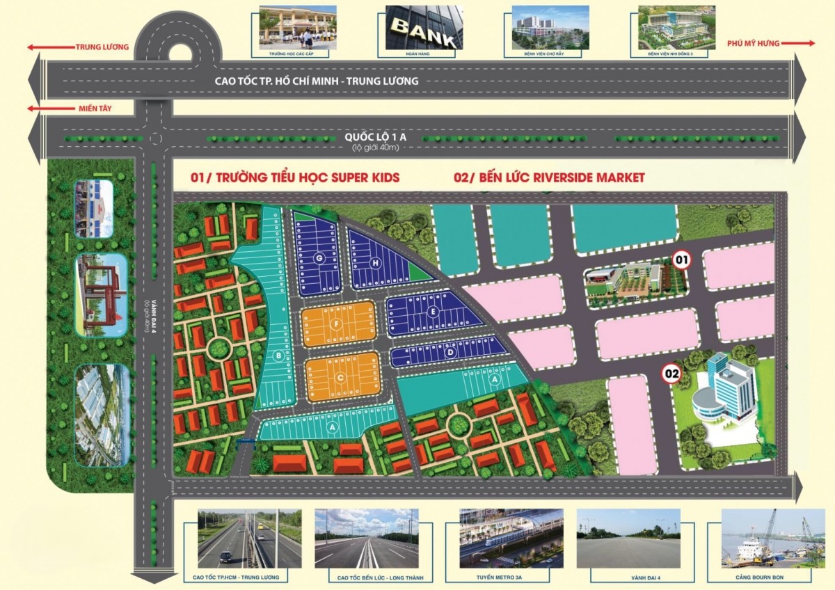 Sơ đồ tổng thể dự án Thuận Đạo Residence với các phân khu rõ ràng