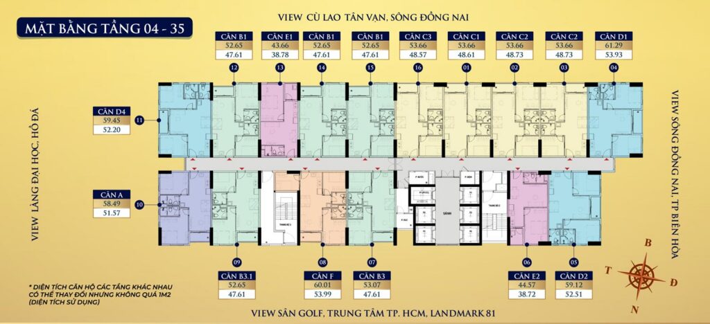Thiết kế mặt bằng Bcons Avenue từ tầng 4 tới 35