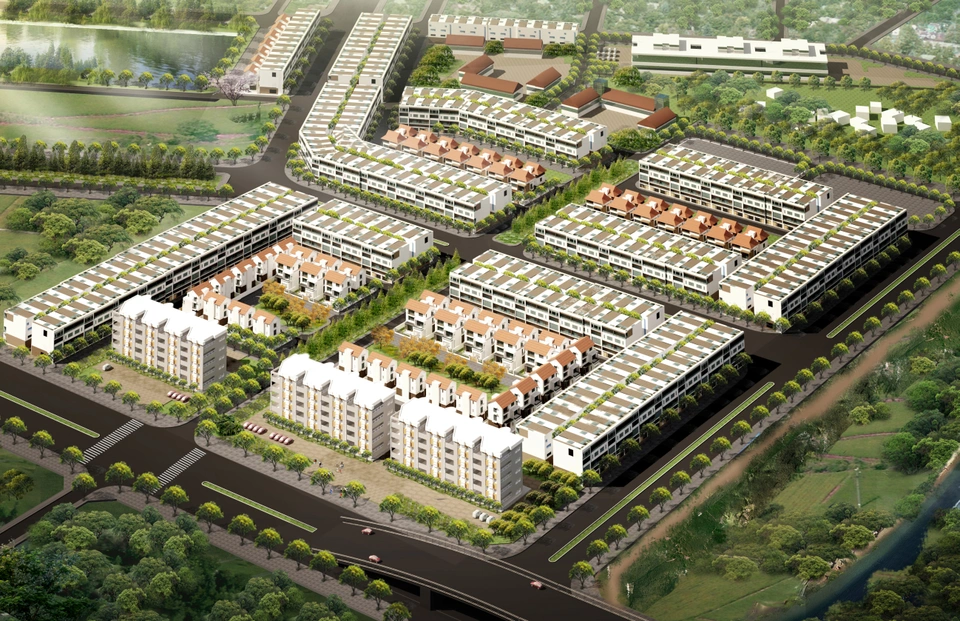 Phối cảnh Khu đô thị mới Hòa Bình New City với không gian xanh