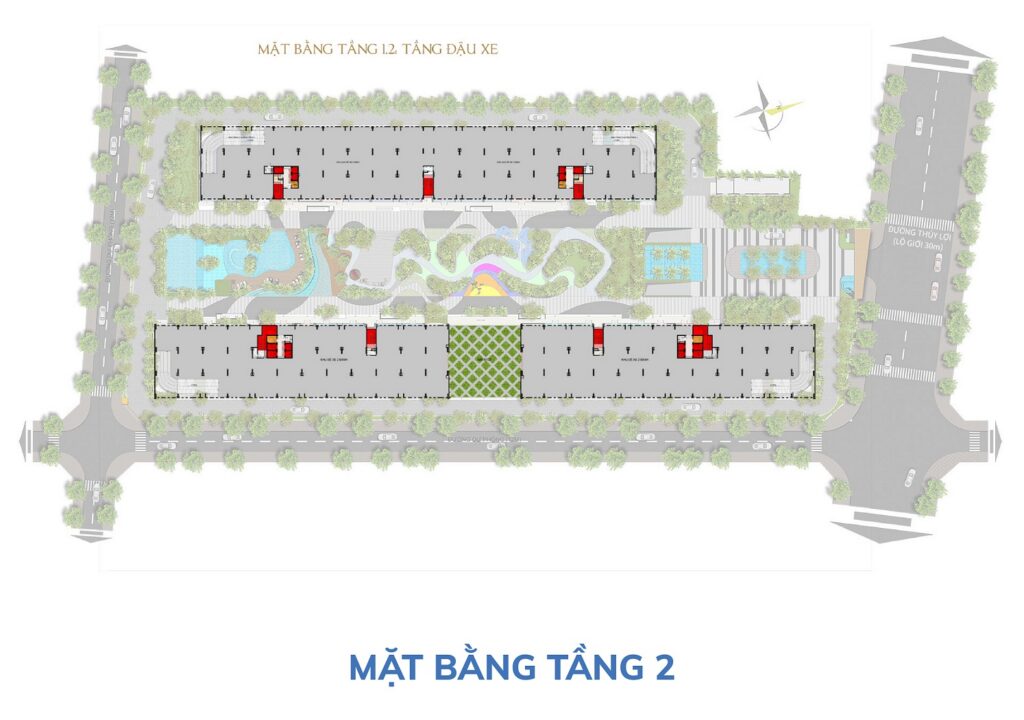Mặt bằng tầng 2 Him Lam Phú An
