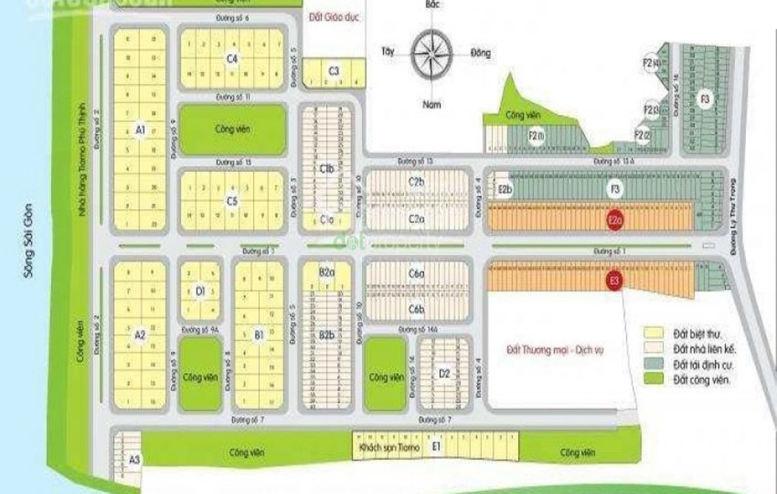 Sơ đồ quy hoạch tổng thể Khu biệt thự Phú Thịnh, Thủ Dầu Một