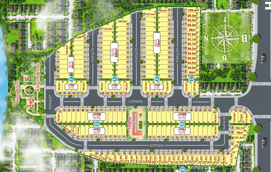 Sơ đồ phân lô Khu dân cư Lakeview Bình Dương