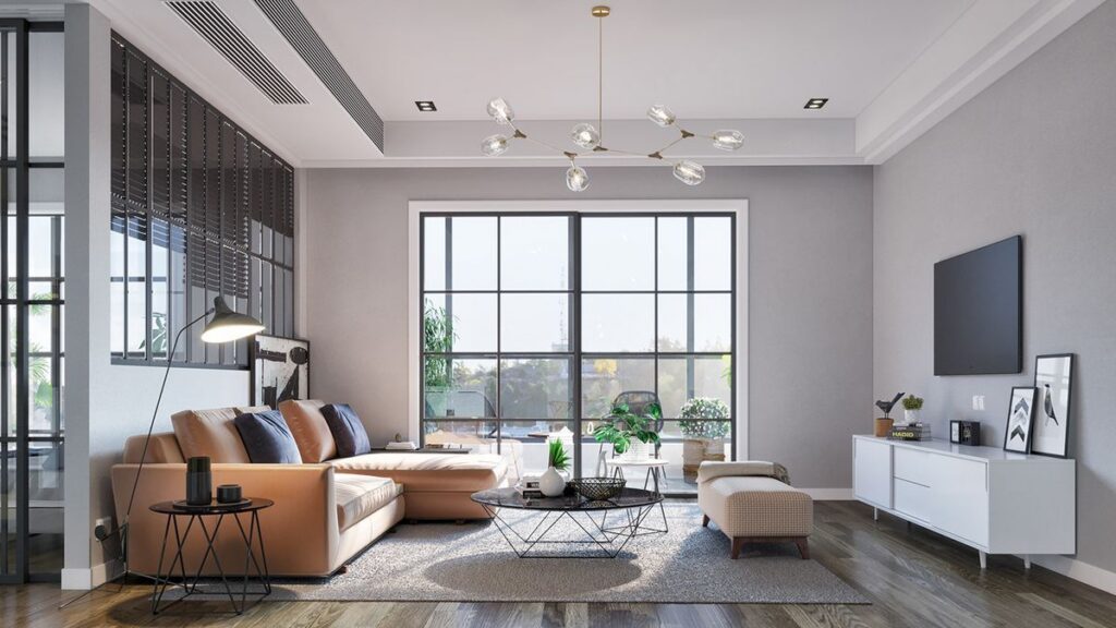 Trang trí nội thất phòng khách cho gia chủ mệnh Kim
