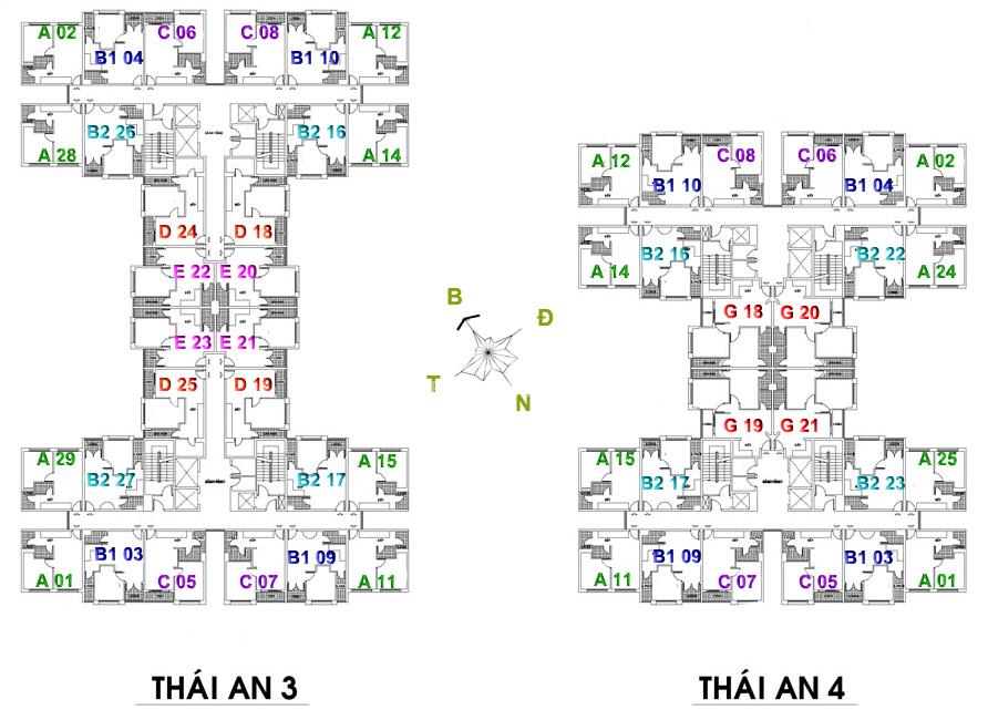 Mặt bằng minh họa căn hộ tại Thái An Apartment