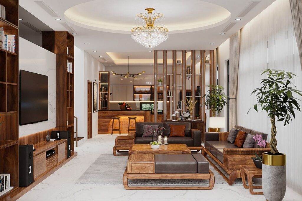 Trang trí nội thất phòng khách cho gia chủ mệnh hoả