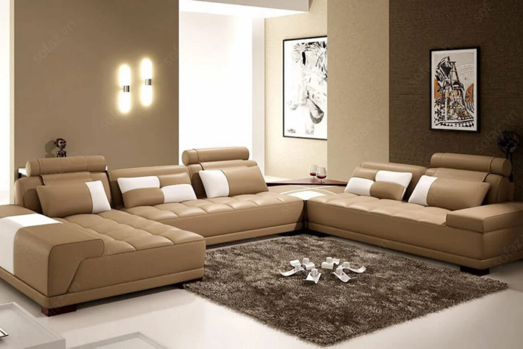 hướng nhà hợp tuổi Tân Tỵ 2001 với phòng khách màu nâu