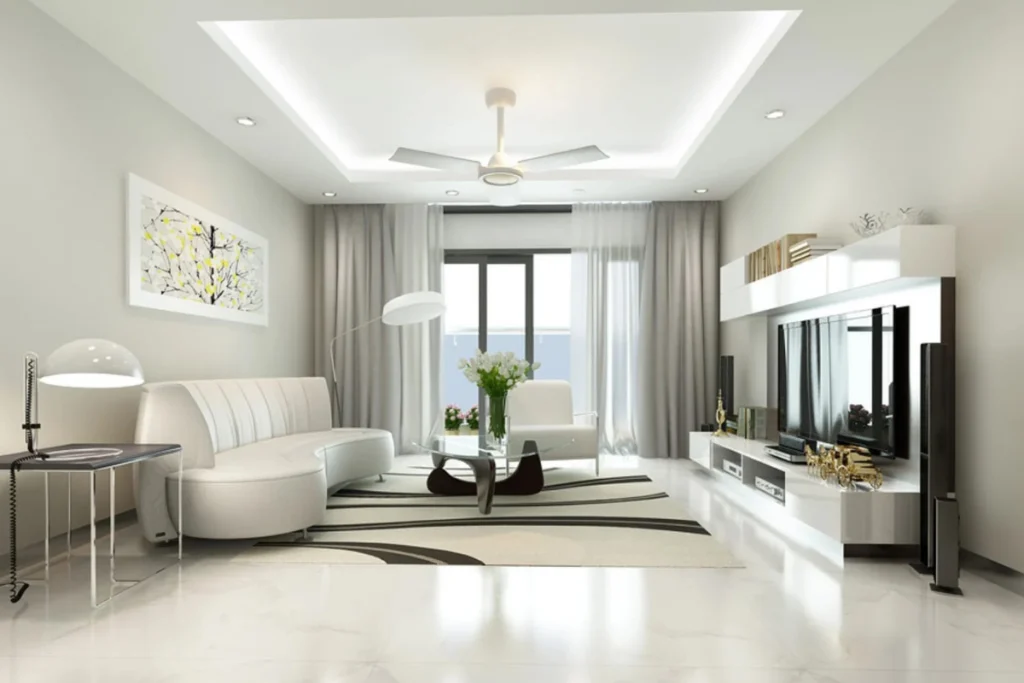 hướng nhà hợp tuổi Ất Dậu 2005 với phòng khách màu trắng