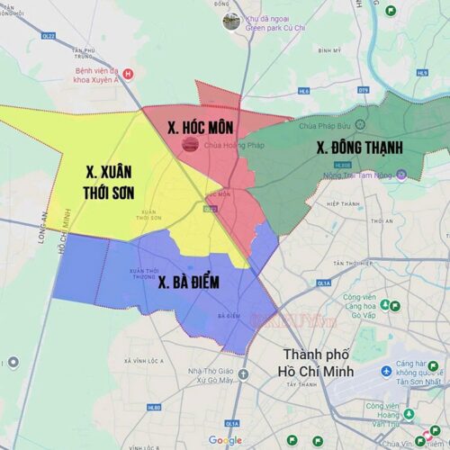 Bản đồ hành chính huyện Hóc Môn sau sáp nhập