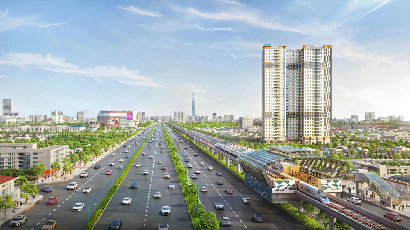Phối cảnh tổng thể dự án căn hộ Diamond Boulevard Bình Dương
