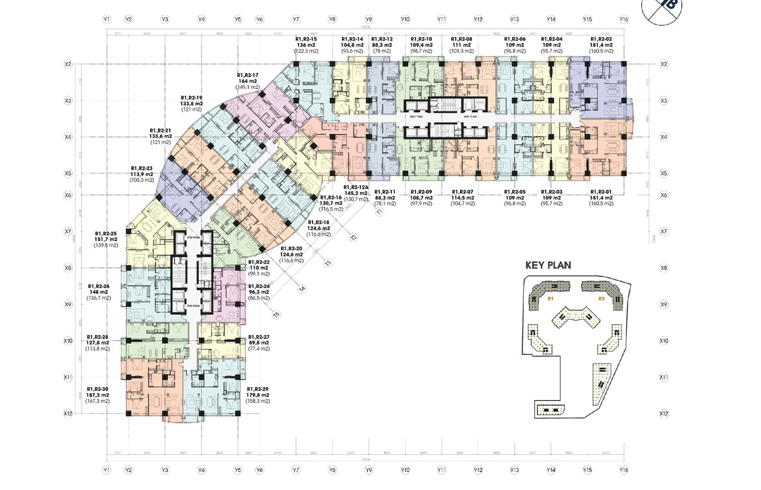 Sơ đồ mặt bằng điển hình dự án Vinhomes Royal City