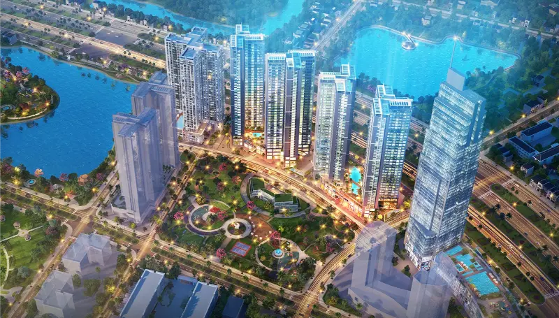 Toàn cảnh quy hoạch đô thị hiện đại với nhiều mảng xanh khi so sánh chung cư Quận 7 và Quận 8