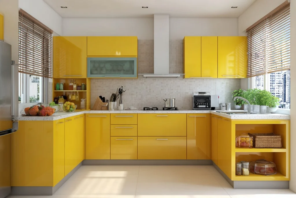Cách khắc phục và trang trí hướng bếp hợp tuổi Đinh Hợi 2007 bằng tông màu vàng