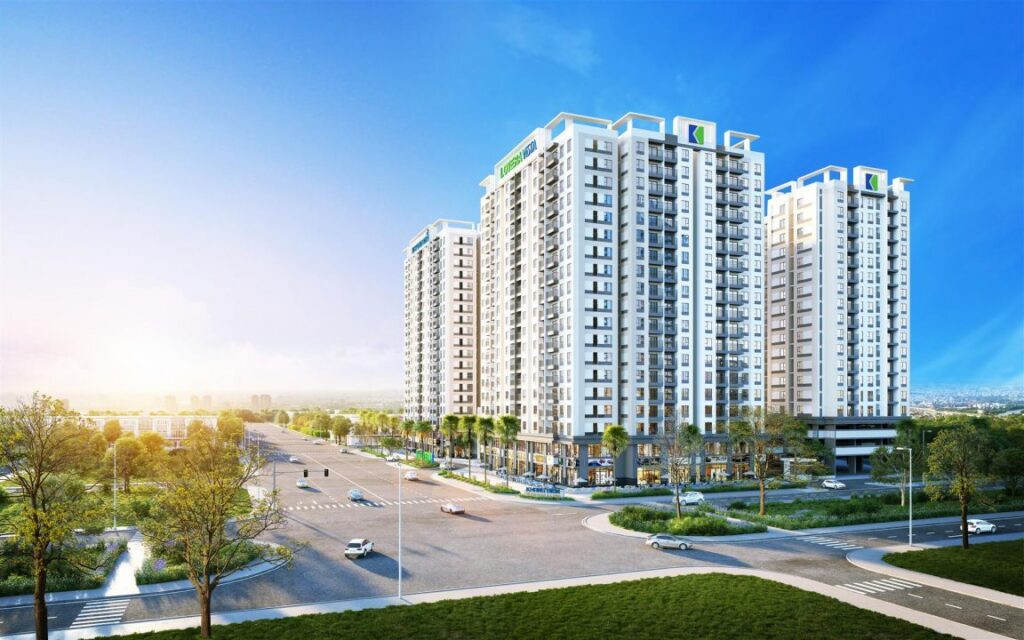 Phối cảnh tổng thể các tháp chung cư Lovera Vista Khang Điền tọa lạc tại góc hai mặt tiền đường lớn