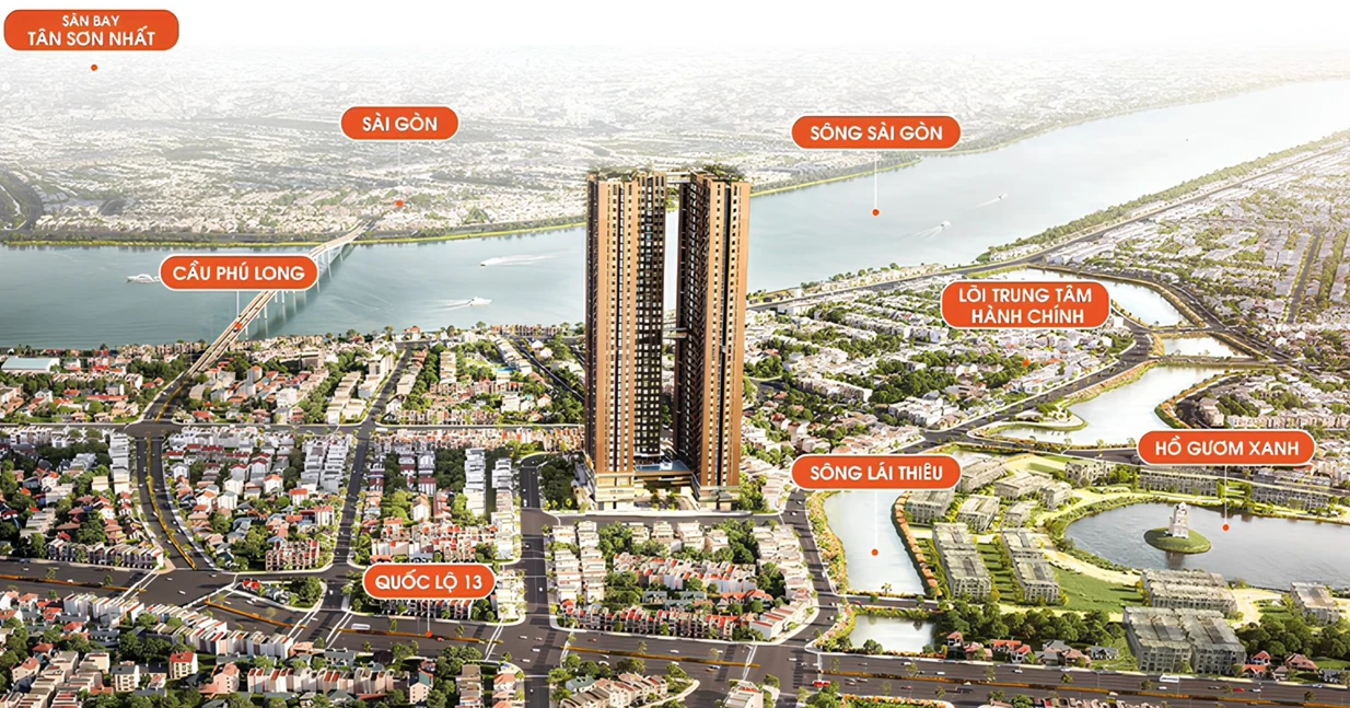 Vị trí tâm điểm kết nối Thuận An của A&T Sky Garden