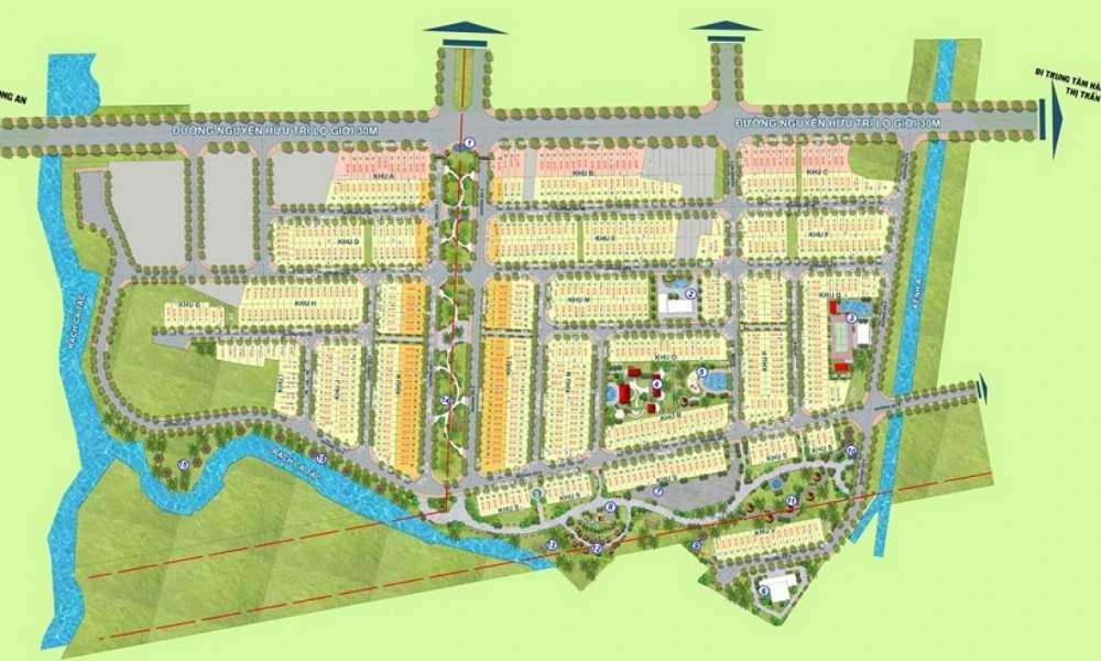 Sơ đồ phân lô đất nền dự án Bình Điền Center 2