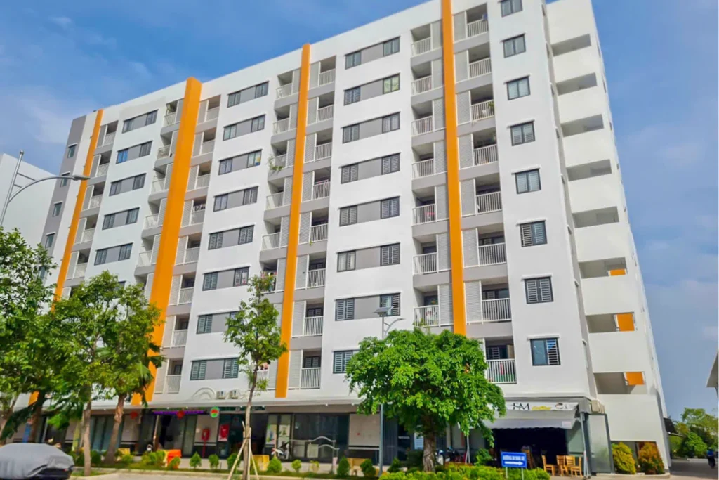 Phối cảnh một dự án nhà ở xã hội hiện đại với thiết kế tối giản, thực dụng phục vụ cư dân thu nhập thấp