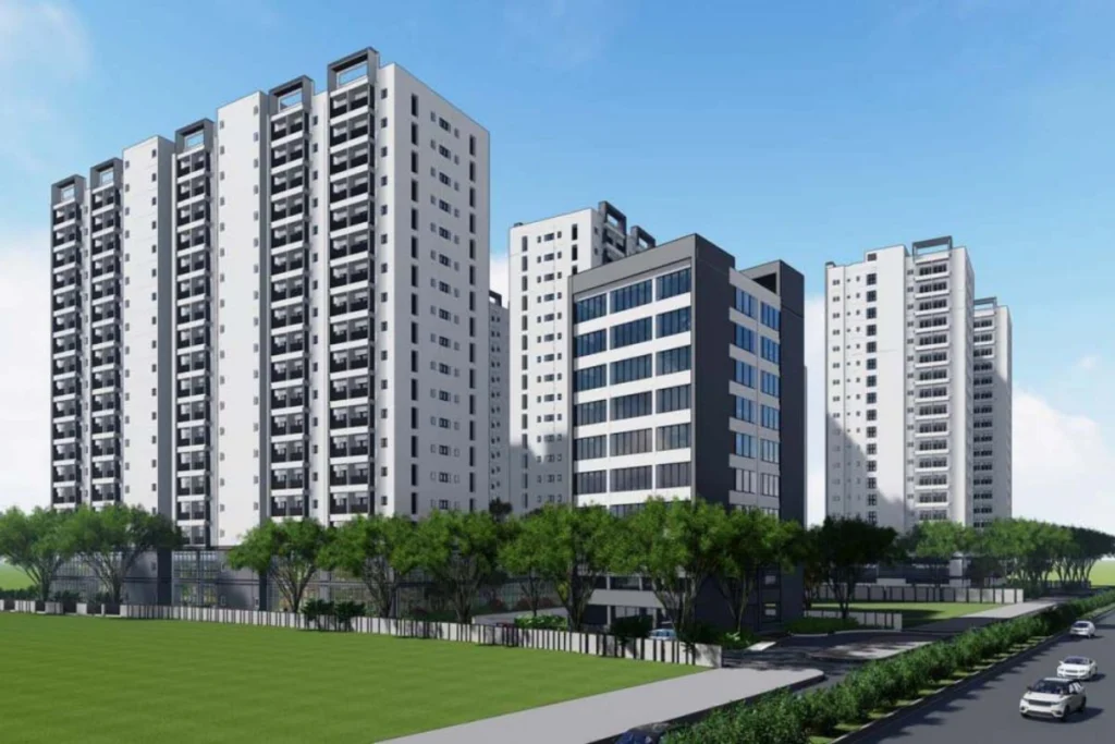 Phối cảnh 3D góc rộng tổng thể dự án chung cư nhà ở xã hội Thạnh Tân Apartment Dĩ An Bình Dương