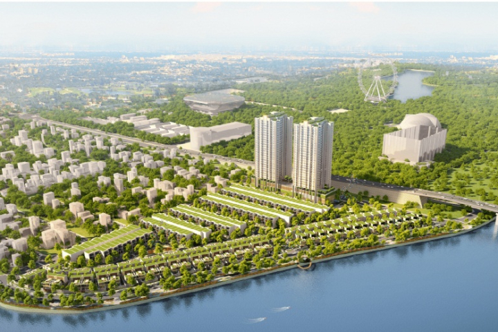 Toàn cảnh dự án Elysia Complex City Đà Nẵng nhìn từ sông Hàn