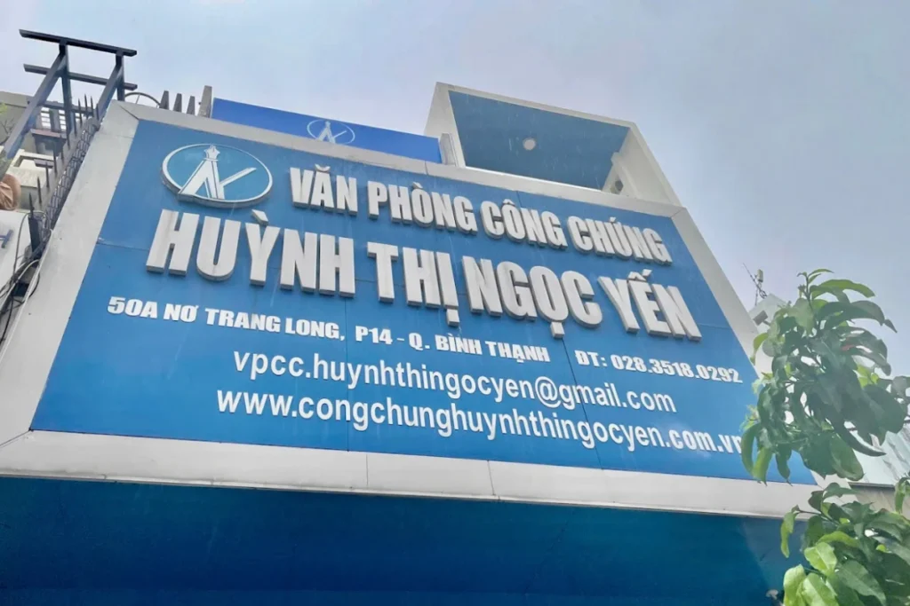 Văn phòng công chứng Huỳnh Thị Ngọc Yến tại Bình Thạnh cũ