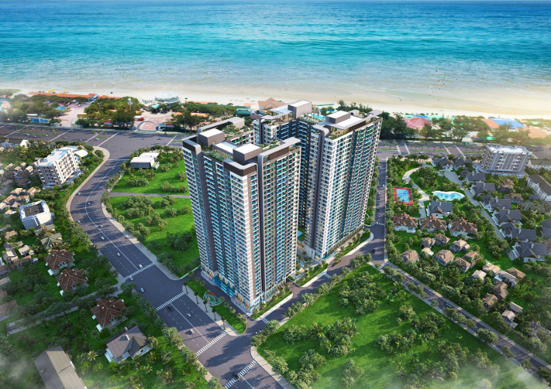 Đánh giá top 4 chung cư Vũng Tàu đáng đầu tư nhất hiện nay Phối cảnh từ trên cao của dự án căn hộ Vũng Tàu Pearl với quy mô các tòa tháp hiện đại hình chữ U, tọa lạc ngay sát bờ biển bãi sau lộng gió