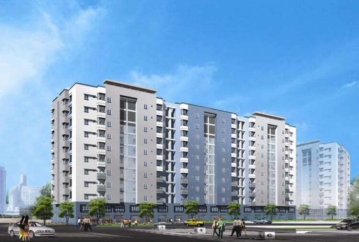 Khuôn viên cảnh quan xanh mát nội khu trong bài review Him Lam Nam Khánh Quận 8