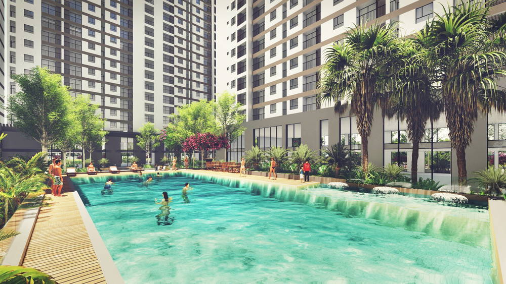 Khuôn viên công viên và lối đi bộ nội khu dự án review Tara Residences Quận 8